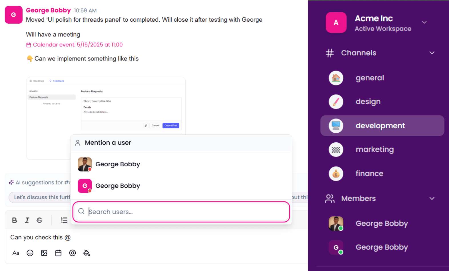 Messaging module preview